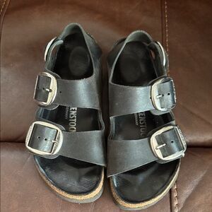 Birkenstock Black Sandals with Silver Buckles